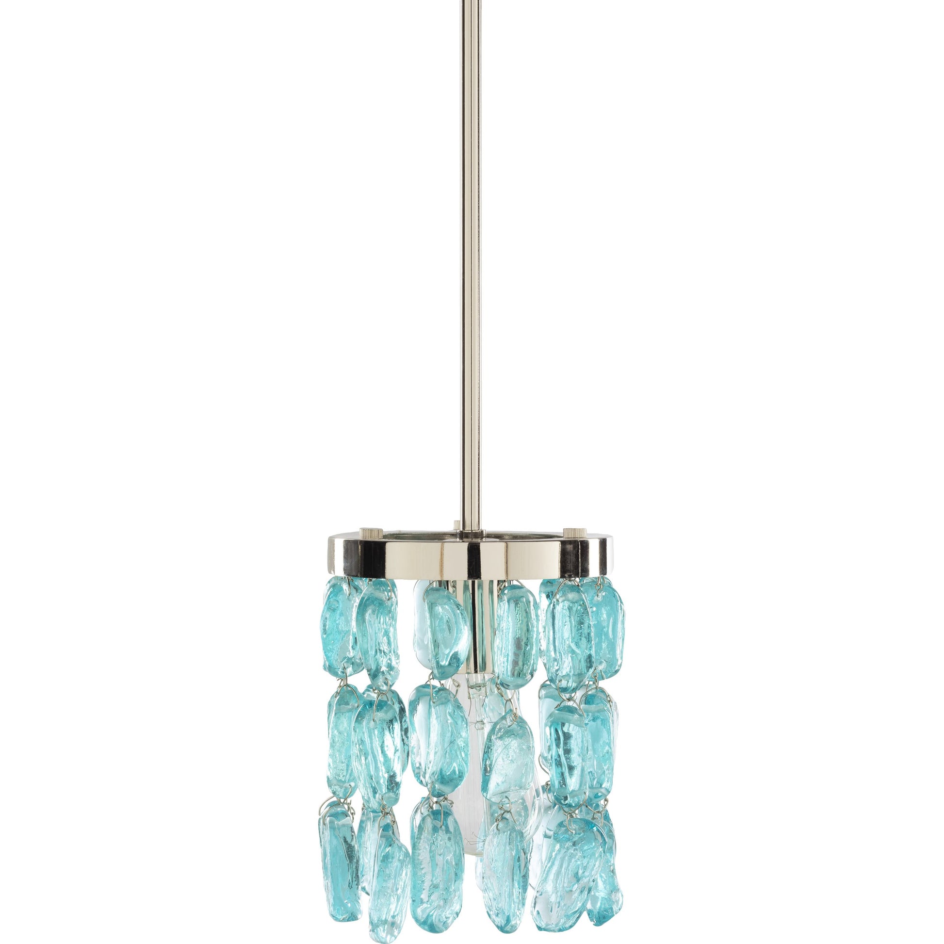 Aurelia Ceiling Light - 23623 by Surya in translucent, teal, metallic nickel. Made from glass, metal in a coastal style.
