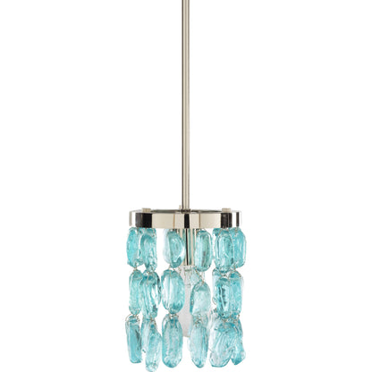 Aurelia Ceiling Light - 23623 by Surya in translucent, teal, metallic nickel. Made from glass, metal in a coastal style.