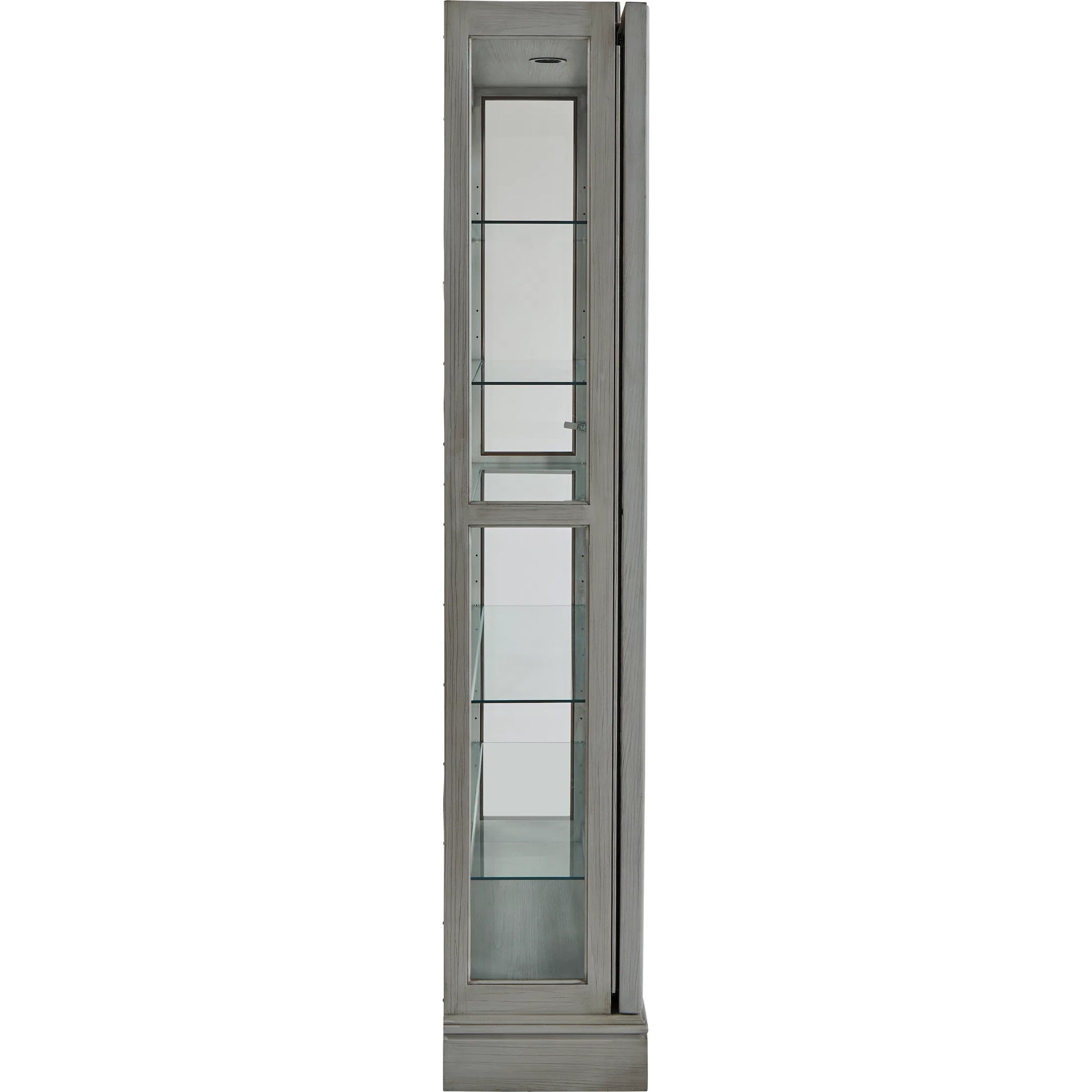 Traditional Sliding Door Curio by Pulaski Furniture in gray. Made from birch wood in a modern style.