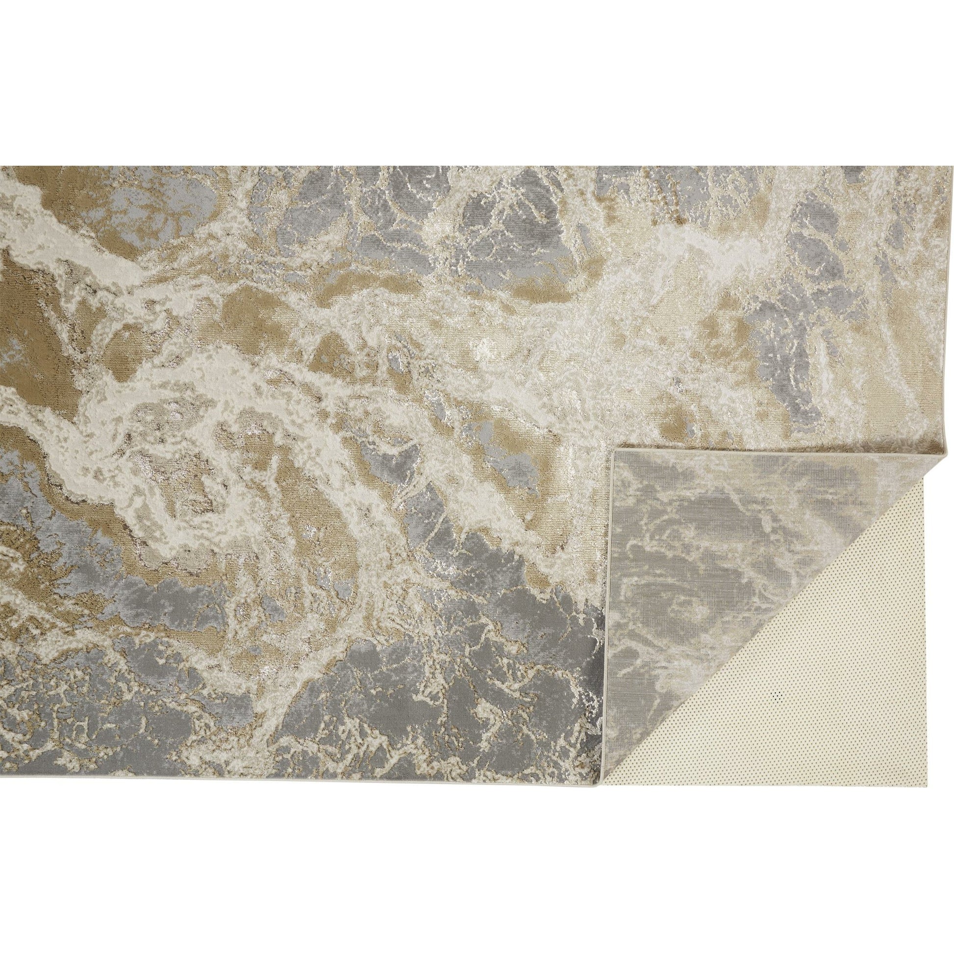 Aura Rug - 3563F by Feizy in ivory, silver, gold. Made from polyester, polypropylene in a unique style.