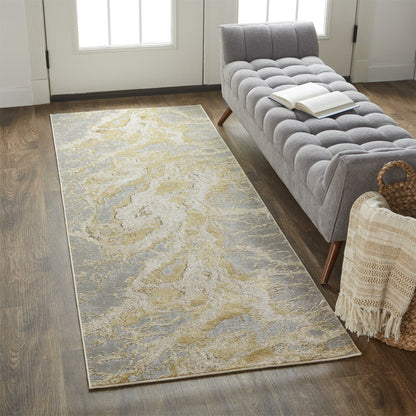 Aura Rug - 3567F by Feizy in ivory, gold, gray. Made from polyester, polypropylene in a unique style.