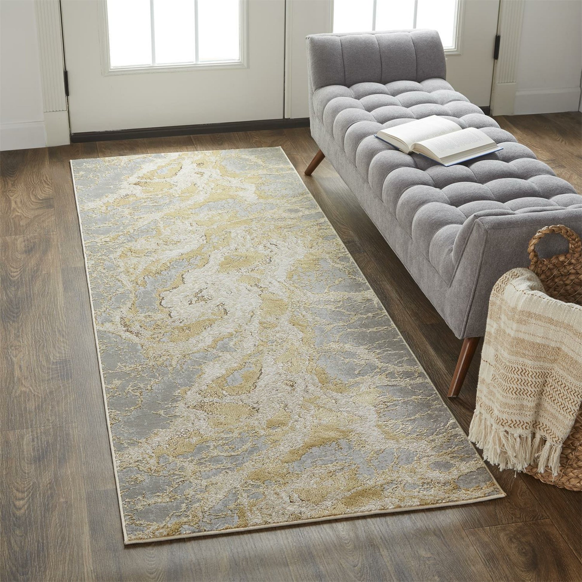 Aura Rug - 3567F by Feizy in ivory, gold, gray. Made from polyester, polypropylene in a unique style.
