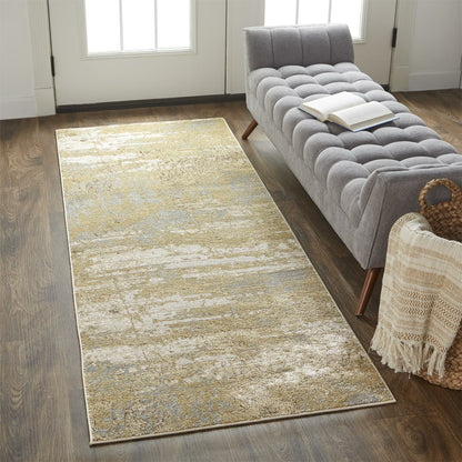 Aura Rug - 3567F by Feizy in ivory, gold, gray. Made from polyester, polypropylene in a unique style.