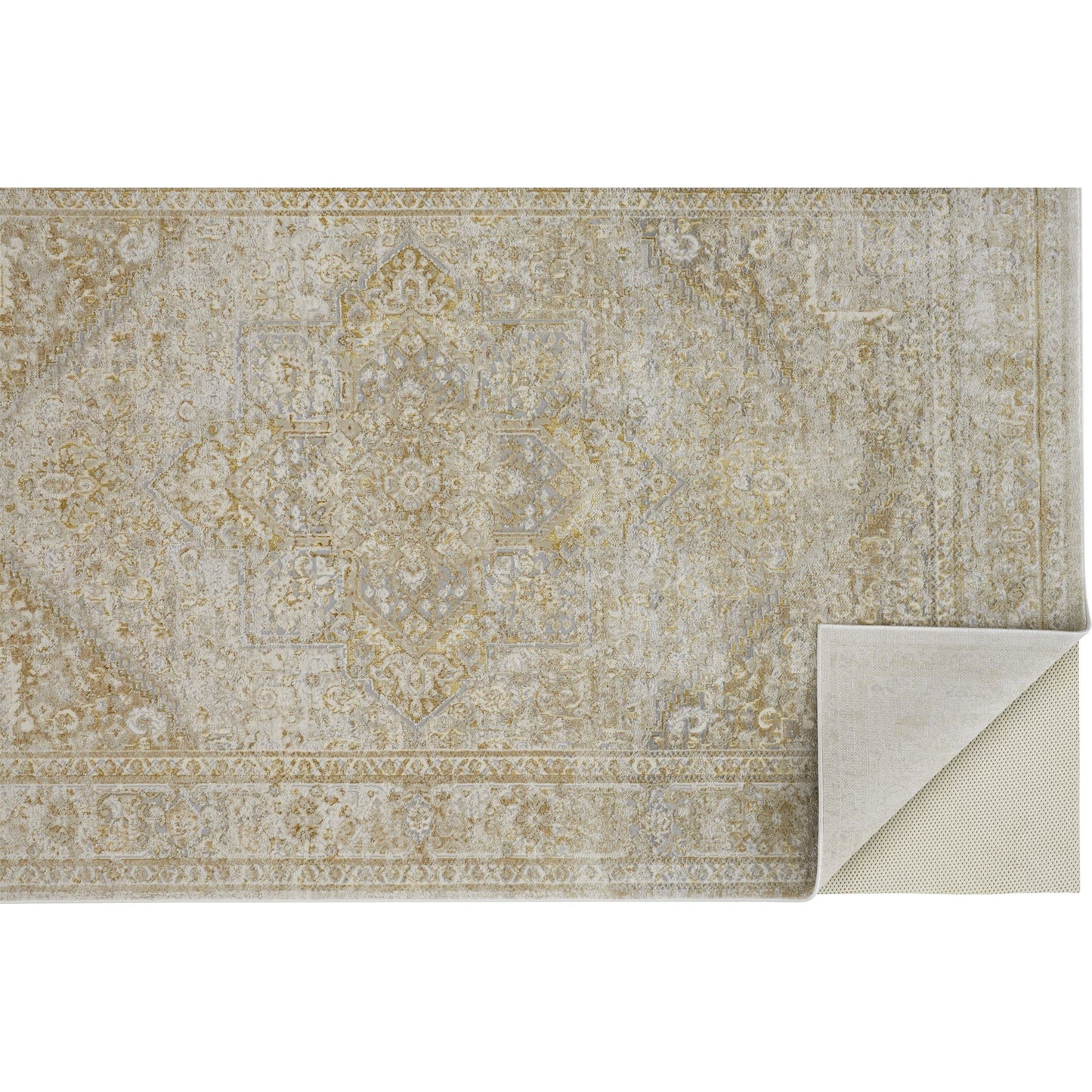 006 SI-1752126,SI-1752127,SI-1752129,SI-1752130,SI-1752131 | Closeup | Aura Oriental Rug - 3734F by Feizy in ivory, gold. Made from polyester, polypropylene in a unique style.