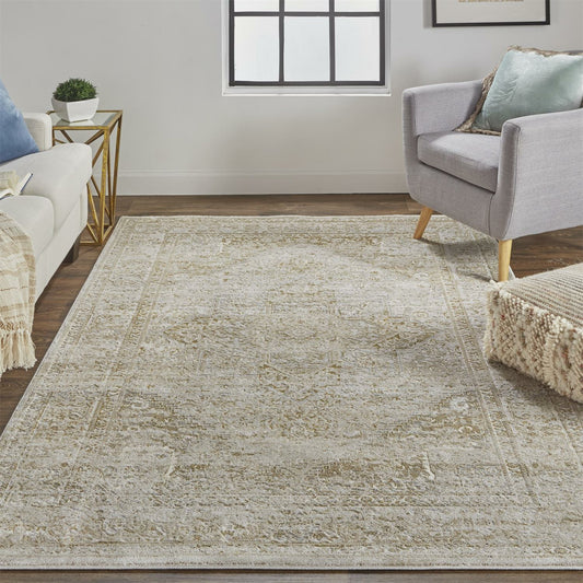 Aura Oriental Rug - 3734F by Feizy in ivory, gold. Made from polyester, polypropylene in a unique style.