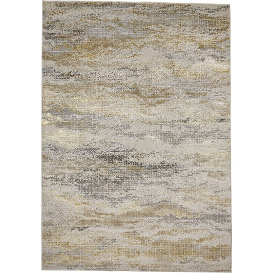 Aura Rug - 3735F by Feizy in gold, gray, ivory. Made from polyester, polypropylene in a unique style.