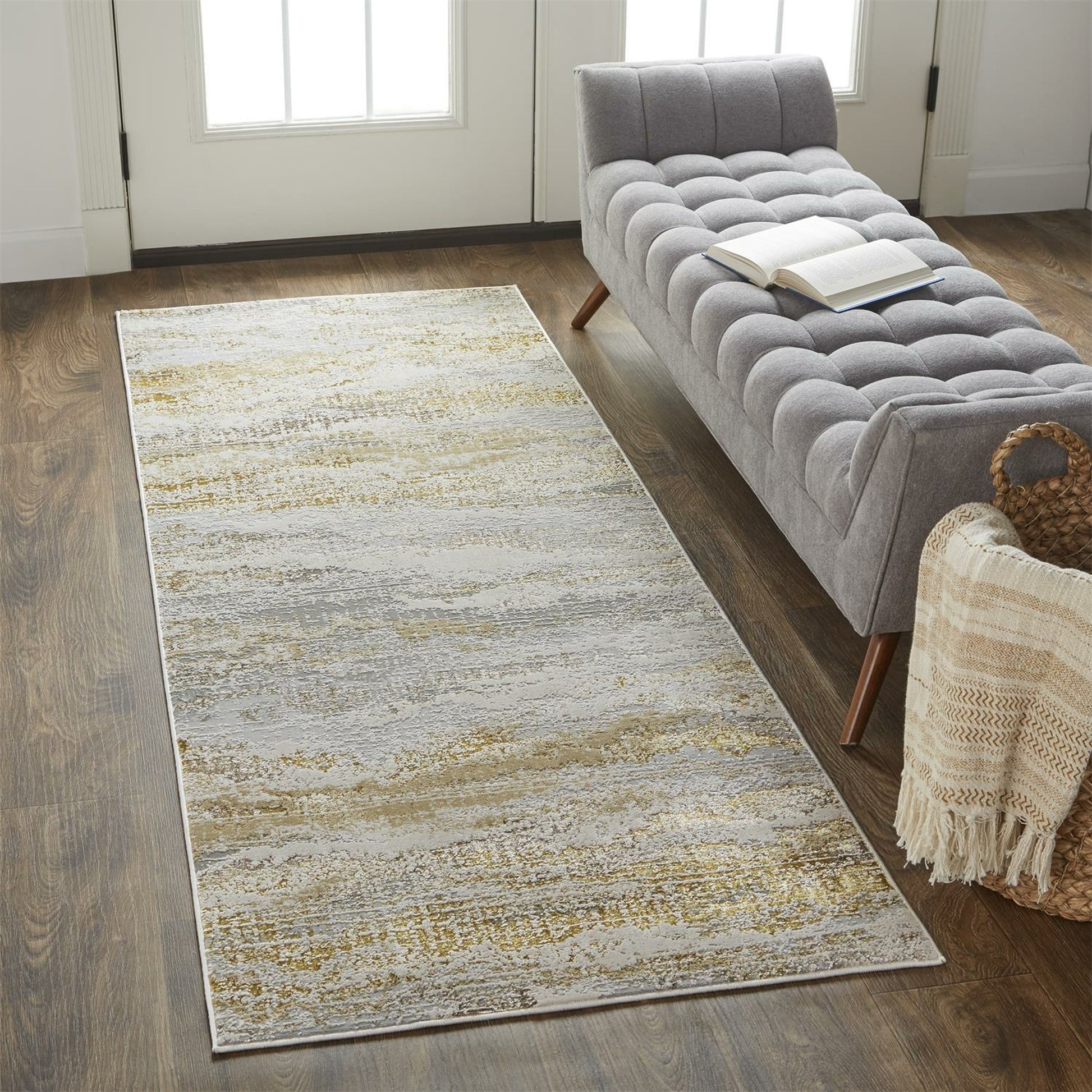 Aura Rug - 3735F by Feizy in gold, gray, ivory. Made from polyester, polypropylene in a unique style.