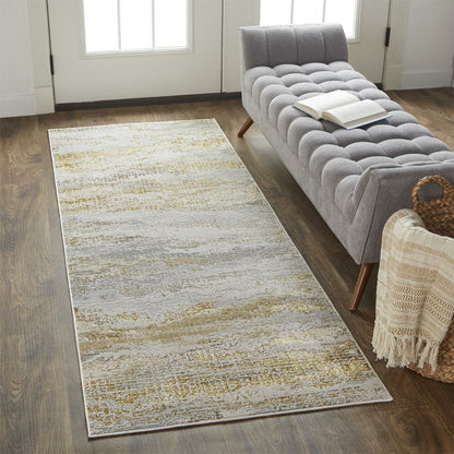 Aura Rug - 3735F by Feizy in gold, gray, ivory. Made from polyester, polypropylene in a unique style.