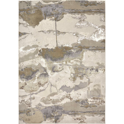 Aura Rug - 3737F by Feizy in gray, ivory, gold. Made from polyester, polypropylene in a unique style.