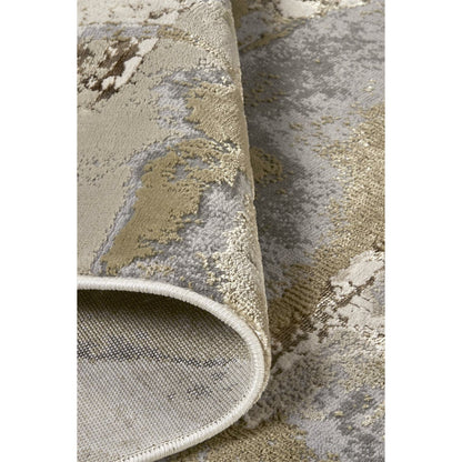 Aura Rug - 3737F by Feizy in gray, ivory, gold. Made from polyester, polypropylene in a unique style.