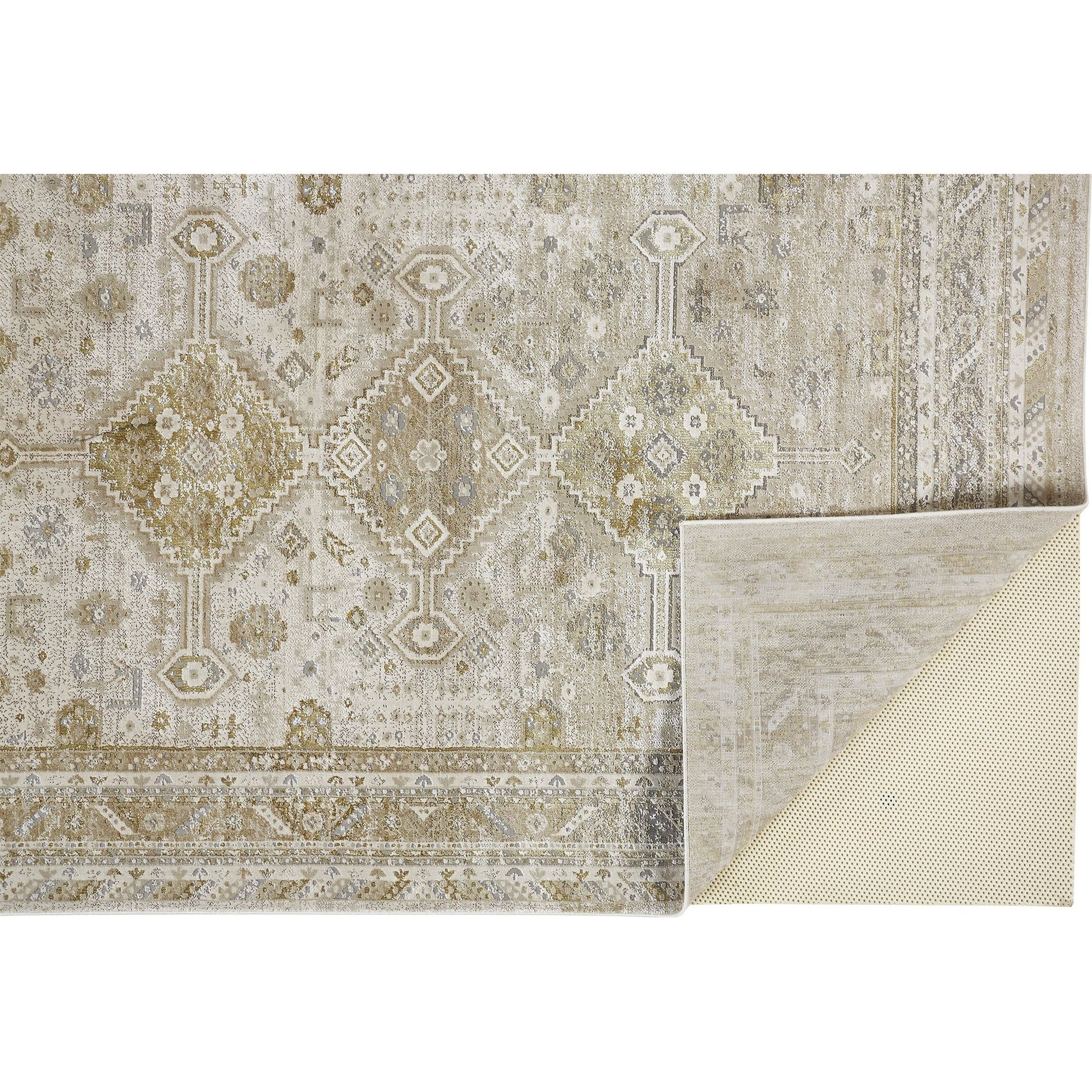 Aura Persian Rug - 3738F by Feizy in gold, ivory. Made from polyester, polypropylene in a unique style.