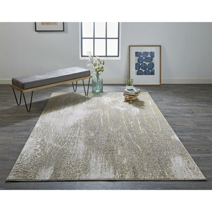 Aura Rug - 3739F by Feizy in ivory, gray, gold. Made from polyester, polypropylene in a unique style.