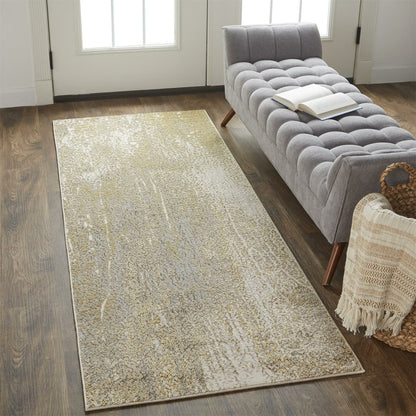 Aura Rug - 3739F by Feizy in ivory, gray, gold. Made from polyester, polypropylene in a unique style.