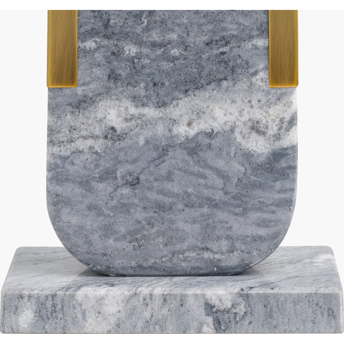 002 SI-2053819 | Closeup | Auroria Table Lamp - 498940 by Surya in translucent, gray, gold, white, metallic gold, metallic brass and gray. Made from body: marble, metal, base: marble, shade (outside): linen, shade (inside): polyester, finial: metal in a mo