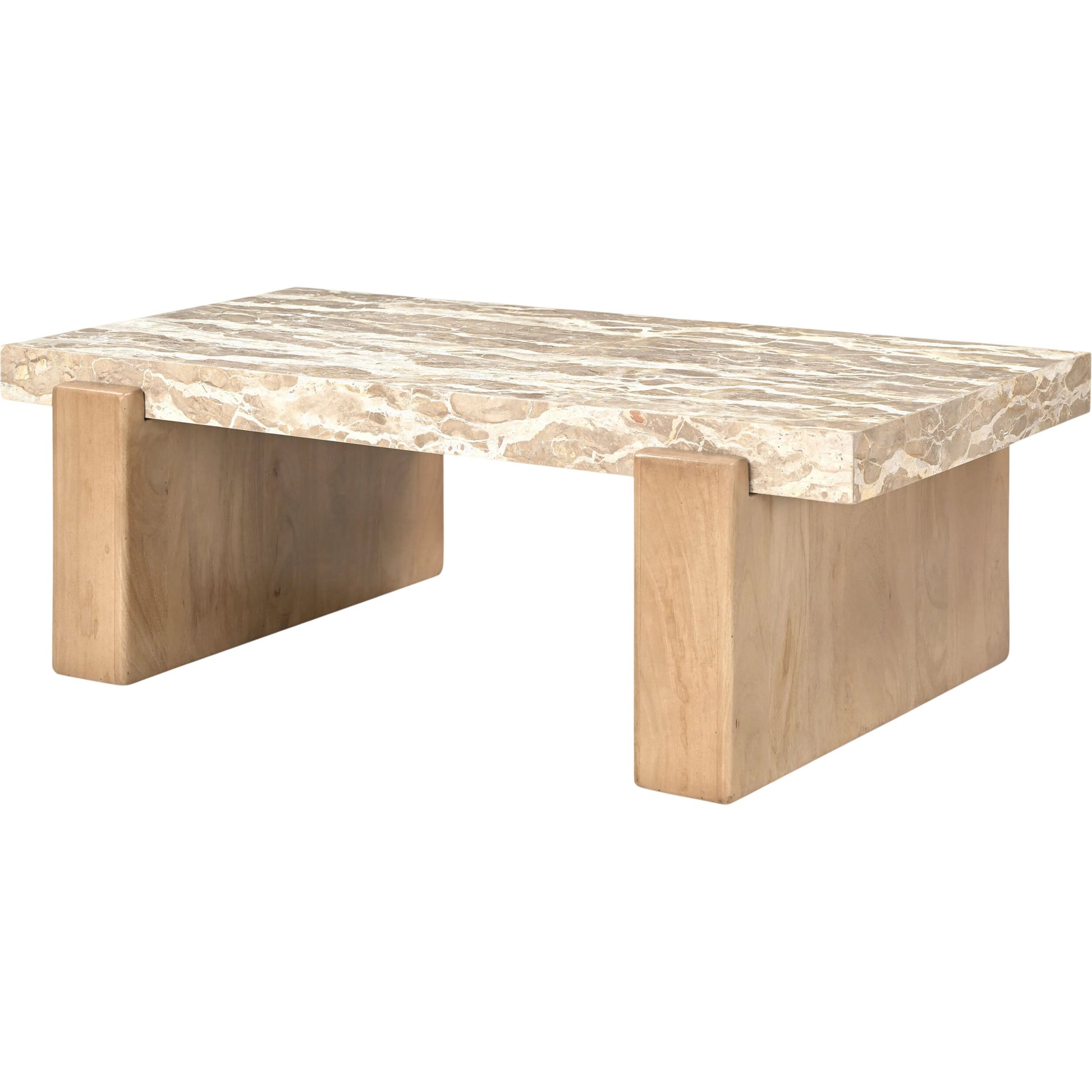 Aureli Coffee Table by Surya in cream, brown and lacquered. Made from marble, mango wood in a unique style.