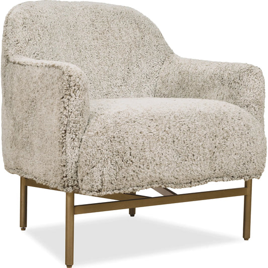 Milo Lounge Chair by Hooker Furniture in shear fawn and gold metal. Made from fabric in a transitional style.