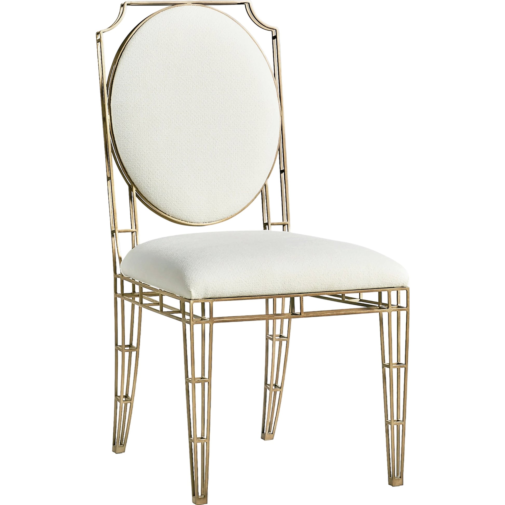 Xo Side Chair (Set of 2) by Jonathan Charles in beige and bronze. Made from stainless steel, foam, fabric in a traditional style.