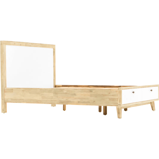 Ava Bed by LH Imports in white, beige and white, natural brushed. Made from solid acacia, plywood, mdf veneer in a modern style.