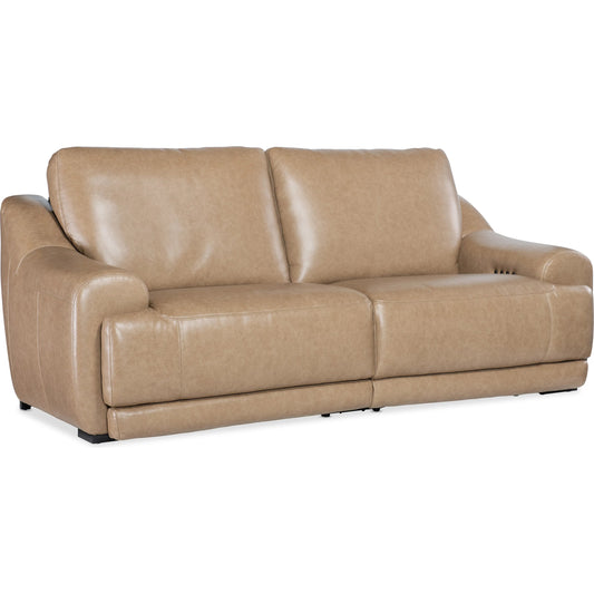 Wayward Power Sofa with Power Headrest by Hooker Furniture in brown and dark wood. Made from unique in a unique style.