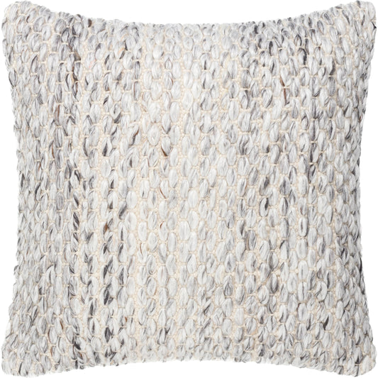 Averill Pillow - 481349 by Livabliss in light silver, off-white, light grey, silver, ash. Made from front: 100% polyester, back: 100% polyester in a modern style.