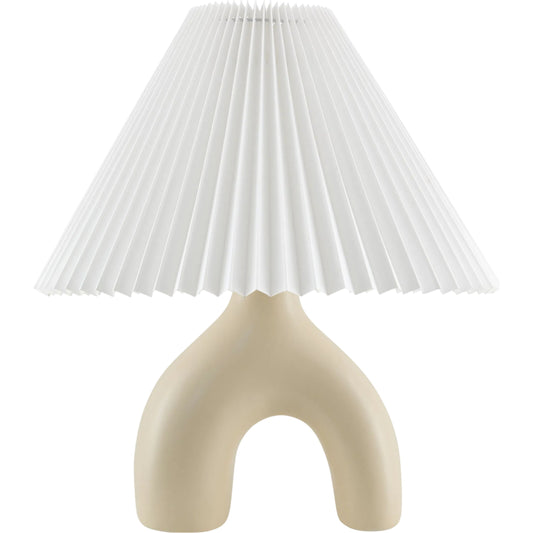 Alvik Accent Table Lamp with White Shade by Livabliss. Made from ceramic, linen, plastic in a unique style.
