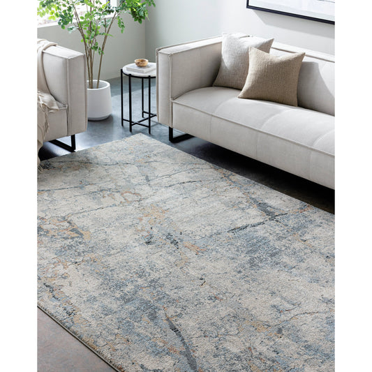 Avellino Rug - 528092 by Livabliss in light beige, light gray, gray, pale blue, tan, deep teal. Made from polypropylene, polyester in a unique style.
