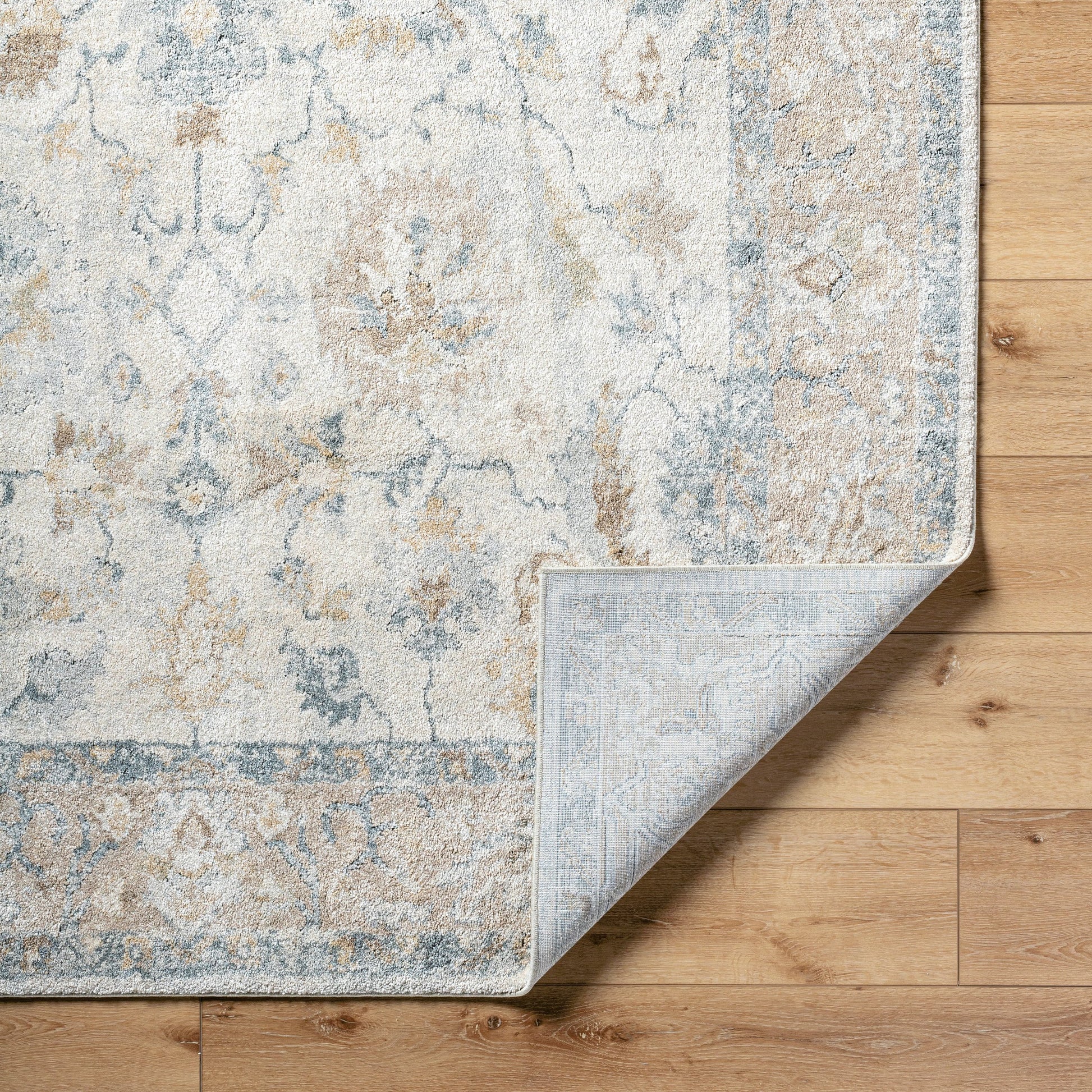 Avellino Rug - 529413 by Livabliss in light beige, light gray, gray, tan, deep teal. Made from face: 90% polypropylene, 10% polyester, warp: 100% cotton