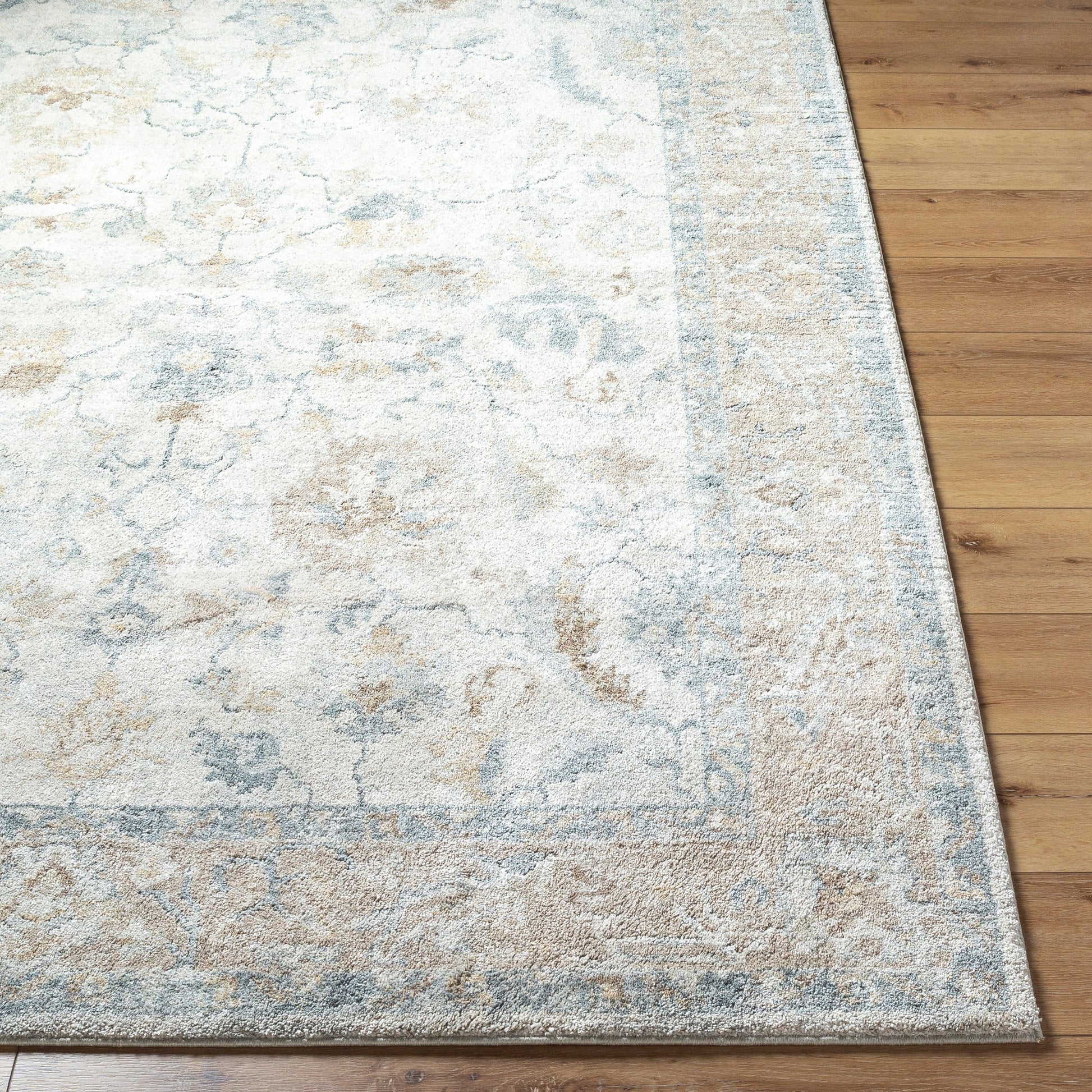 Avellino Rug - 529413 by Livabliss in light beige, light gray, gray, tan, deep teal. Made from face: 90% polypropylene, 10% polyester, warp: 100% cotton