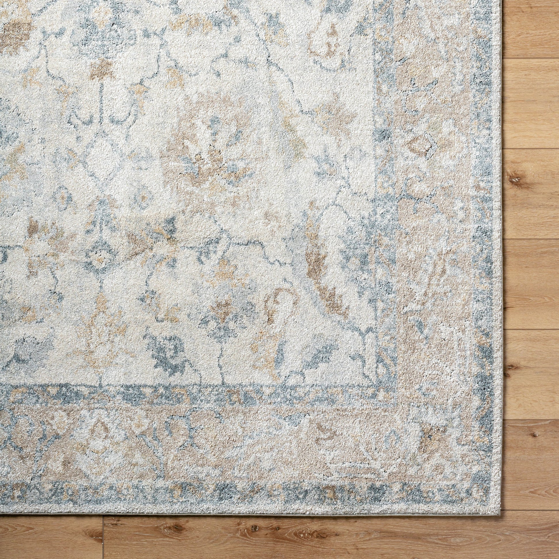 Avellino Rug - 529413 by Livabliss in light beige, light gray, gray, tan, deep teal. Made from face: 90% polypropylene, 10% polyester, warp: 100% cotton