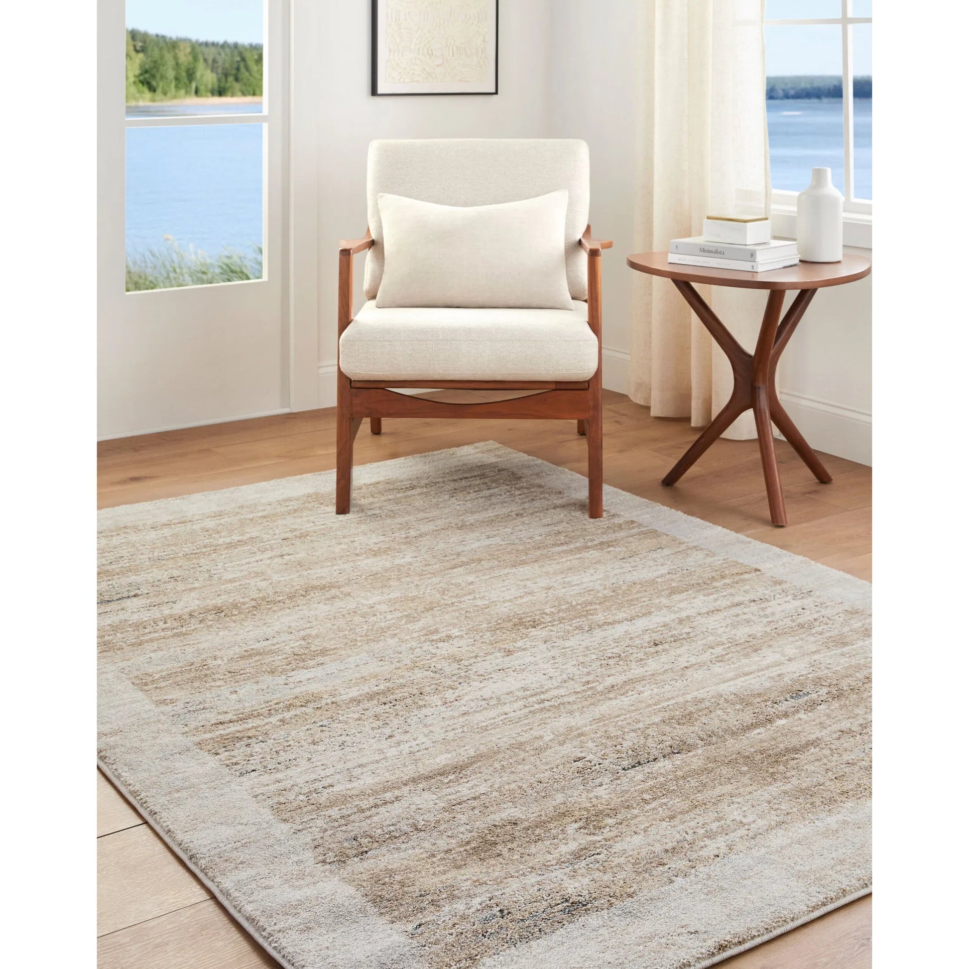 Avellino AVL-2340 Rug by Livabliss in light beige, light gray, tan, deep teal. Made from face: 90% polypropylene, 10% polyester, warp: 100% cotton in a unique style.