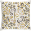 Cream, Bright Yellow, Medium Gray, Black, Taupe / Down Feather / 22" x 22"