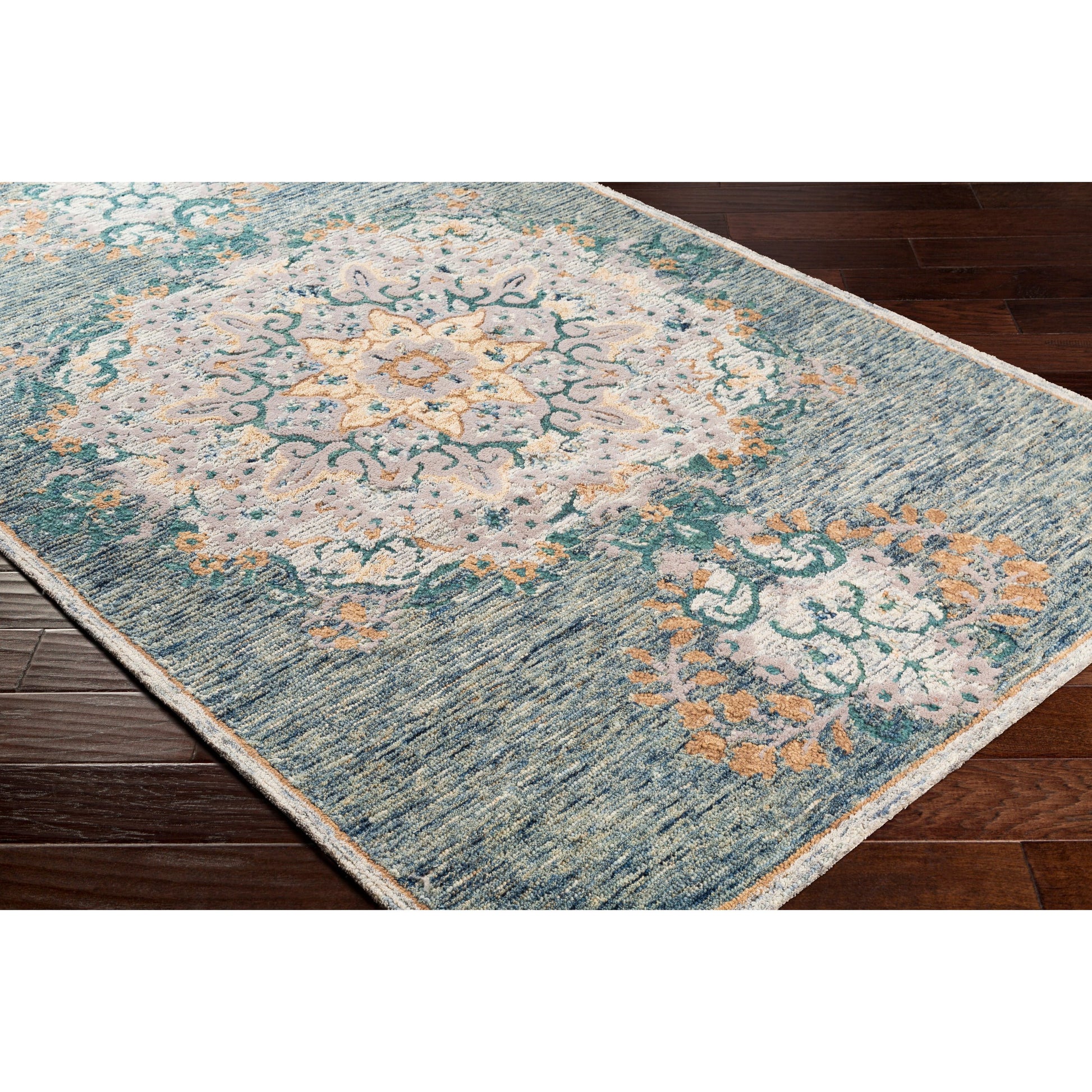 Avon Rug - 23572 by Surya in dark blue, sage, cream, tan, medium gray, beige. Made from 100% wool in a unique style.