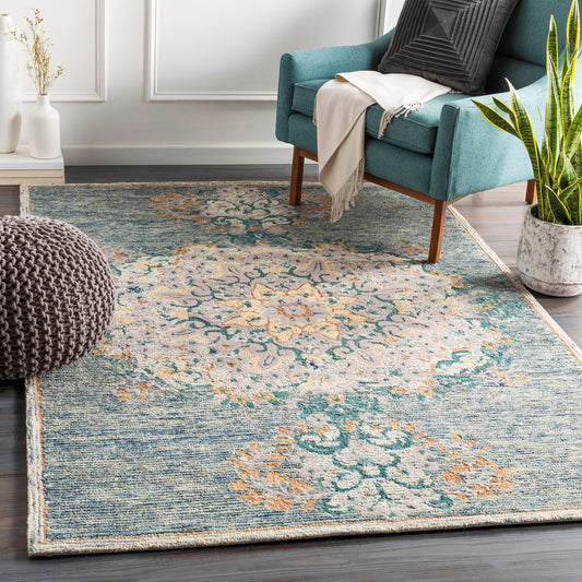 Avon Rug - 23572 by Surya in navy, sage, cream, khaki, taupe, teal. Made from 100% wool in a unique style.