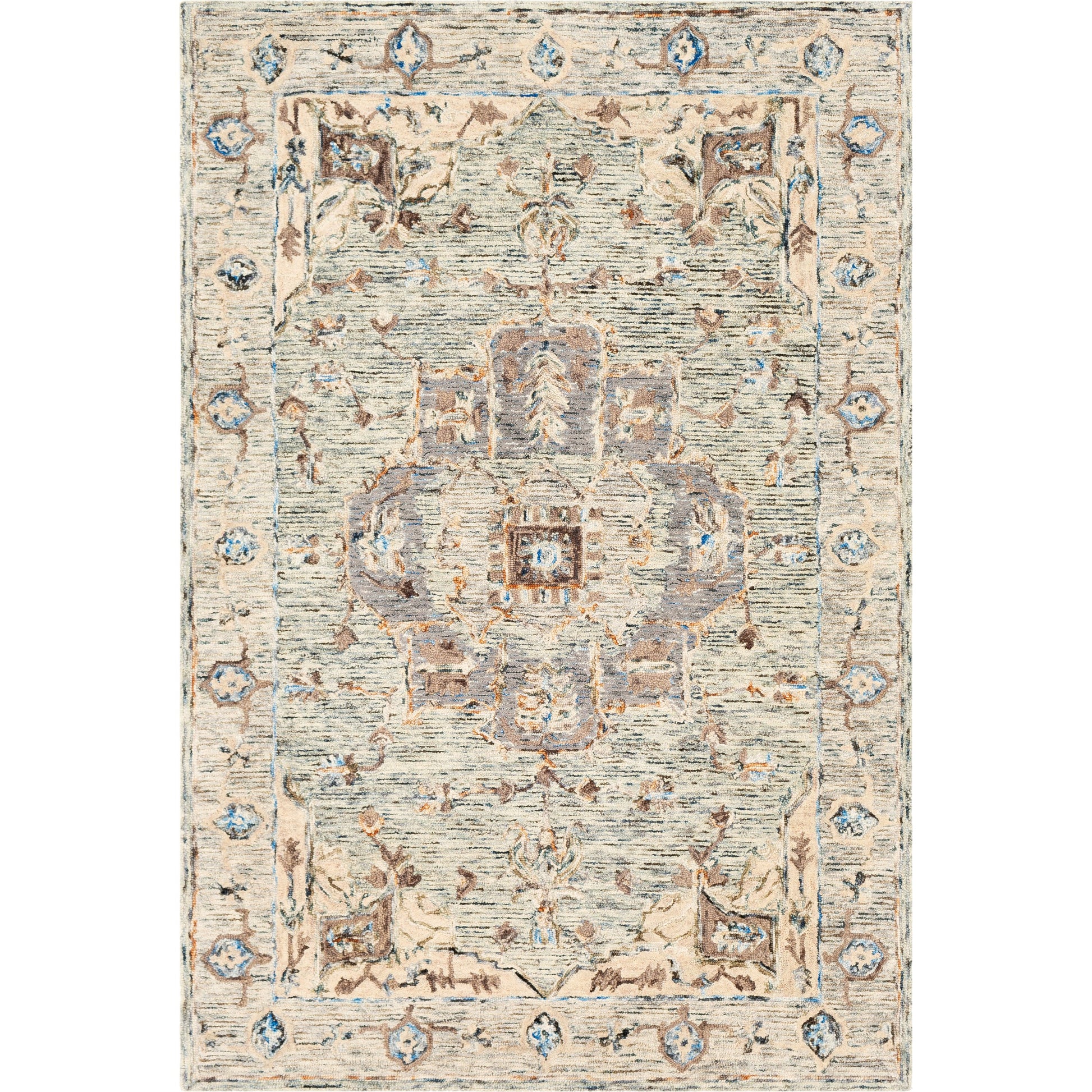Avon Rug - 23573 by Surya in light sage, light beige, brown, olive, blue, camel. Made from 100% wool in a unique style.