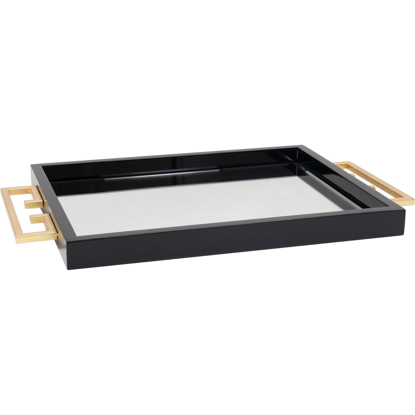 001 SI-2019319 | Primary Silo | Avondale Tray by Couture Lamps in high gloss black lacquer and gold leaf. Made from mdf, mirror, iron in a unique style.
