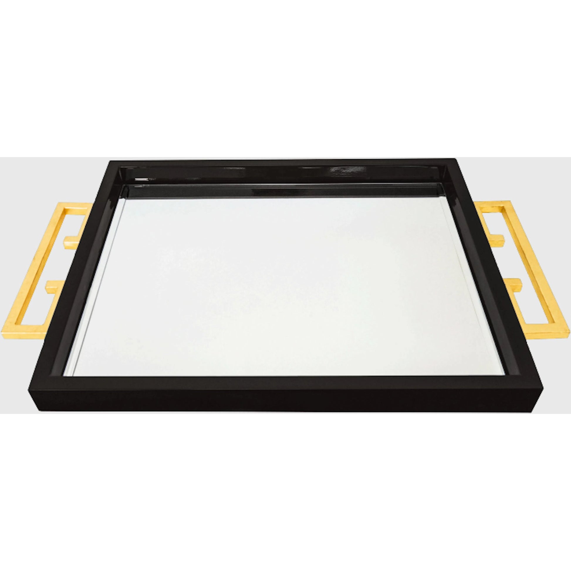 Avondale Tray by Couture Lamps in high gloss black lacquer and gold leaf. Made from mdf, mirror, iron in a unique style.