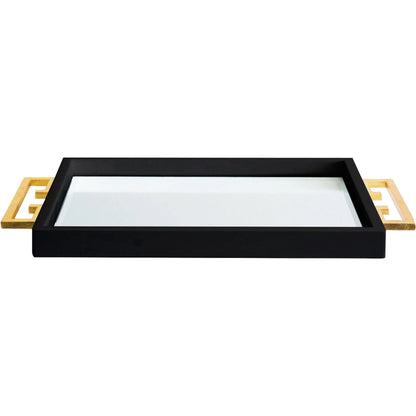 Avondale Tray by Couture Lamps in high gloss black lacquer and gold leaf. Made from mdf, mirror, iron in a unique style.