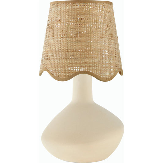 Aviara Table Lamp with Natural Rattan Shade by Livabliss in high gloss. Made from ceramic, rattan, metal in a modern style.