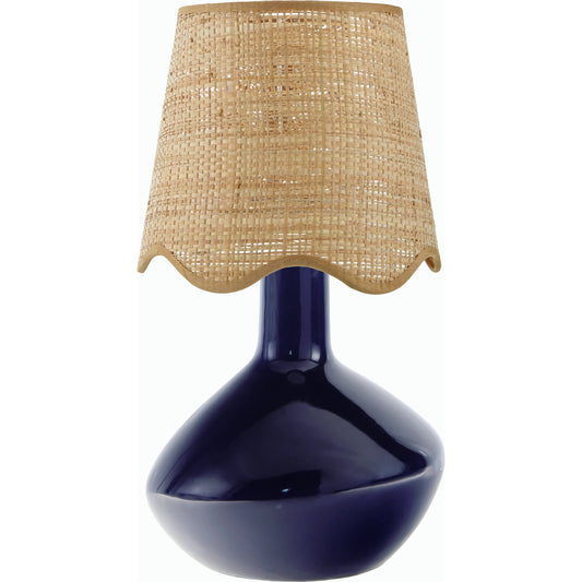 Aviara Table Lamp with Natural Rattan Shade by Livabliss in high gloss. Made from ceramic, rattan, metal in a modern style.