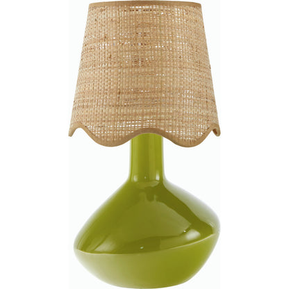Aviara Table Lamp by Livabliss in high gloss. Made from ceramic, rattan, metal in a modern style.