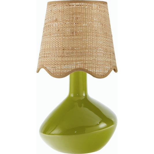 Aviara Table Lamp by Livabliss in high gloss. Made from ceramic, rattan, metal in a modern style.