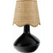 Aviara Table Lamp by Livabliss in high gloss. Made from ceramic, rattan, metal in a modern style.