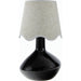 Aviara Table Lamp with White Linen Shade by Livabliss in high gloss. Made from ceramic, rattan, metal in a modern style.