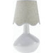 Aviara Table Lamp with White Linen Shade by Livabliss in high gloss. Made from ceramic, rattan, metal in a modern style.