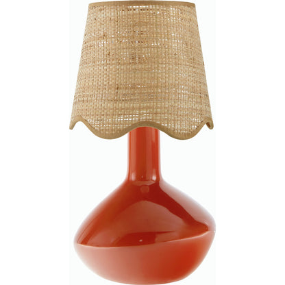 Aviara Table Lamp with Natural Rattan Shade by Livabliss in high gloss. Made from ceramic, rattan, metal in a modern style.