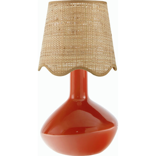 Aviara Table Lamp with Natural Rattan Shade by Livabliss in high gloss. Made from ceramic, rattan, metal in a modern style.
