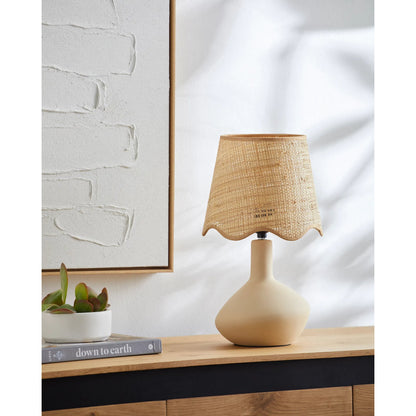 Aviara Table Lamp by Livabliss in high gloss. Made from ceramic, rattan, metal in a modern style.