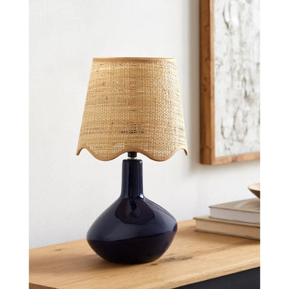 Aviara Table Lamp by Livabliss in high gloss. Made from ceramic, rattan, metal in a modern style.