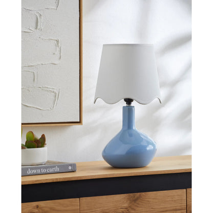 Aviara Table Lamp with White Rattan Shade by Livabliss in high gloss. Made from ceramic, rattan, metal in a modern style.