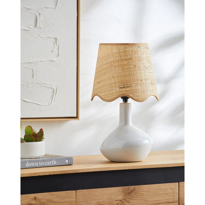 Aviara Table Lamp by Livabliss in high gloss. Made from ceramic, rattan, metal in a modern style.